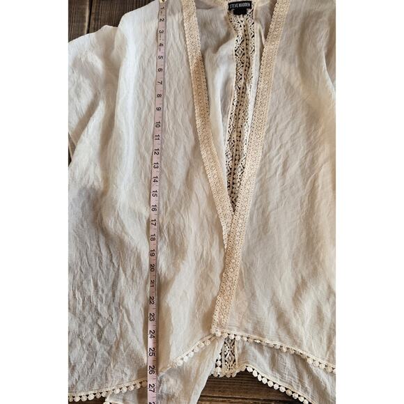 Steve Madden Top Womens Duster Cover Up Ivory Crochet Open Boho Sheer Flowy OS - Picture 5 of 5